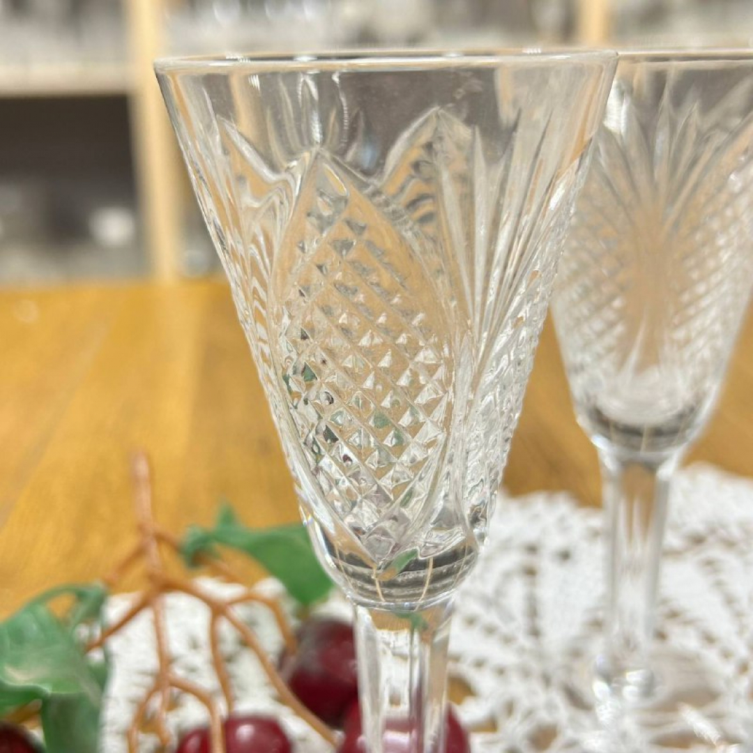 Набор рюмок из хрусталя "Ананас" Дятьковского ХЗ, рисунок от формы. Винтаж. Цена за 4шт. Картинка 3